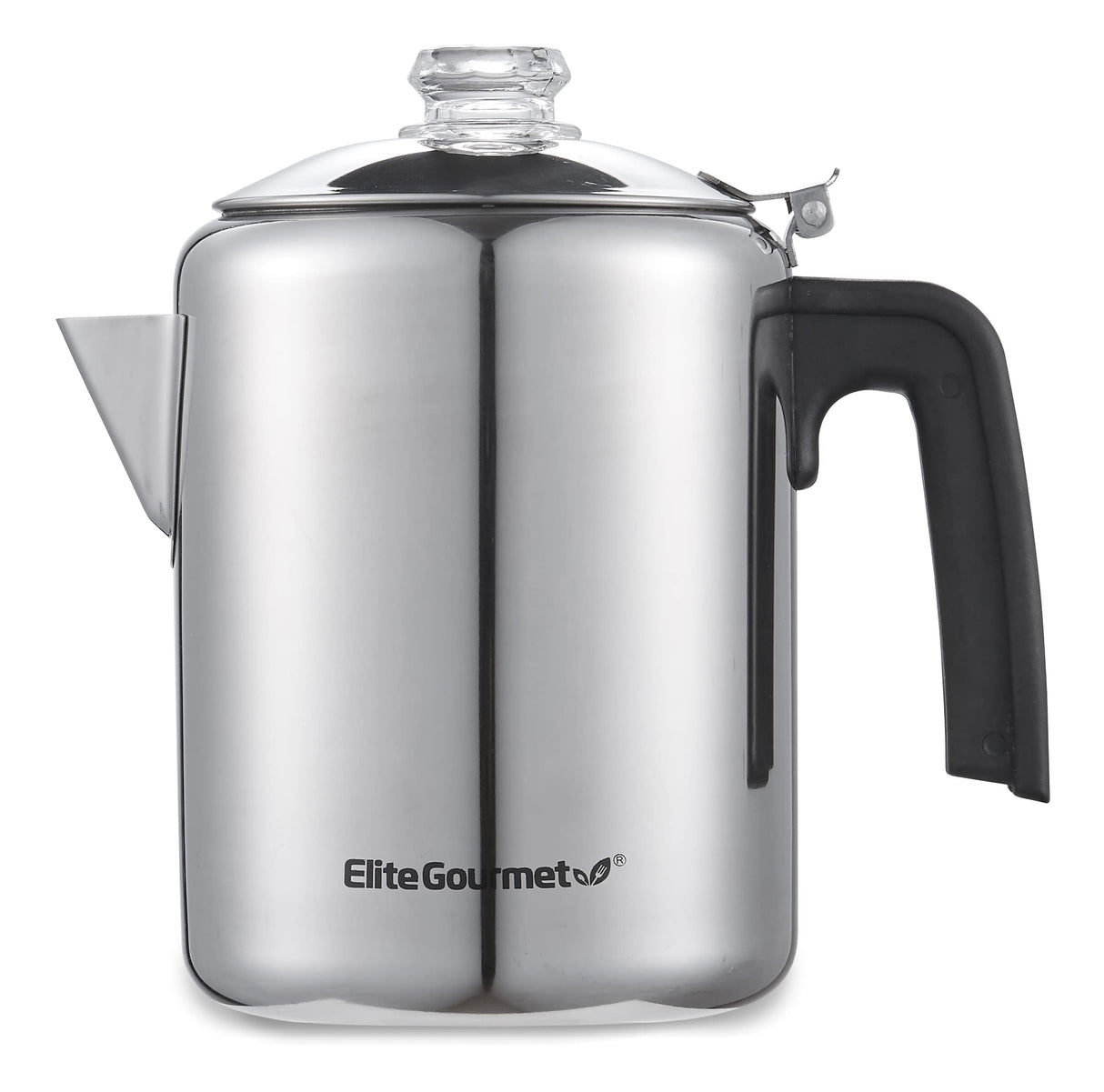 Elite Gourmet EC008 Classic Stovetop Coffee Percolator, Glass Clear Brew Progress Knob, Cool-Touch Handle, Cordless Serve, 8-Cup, Stainless Steel Elite Gourmet