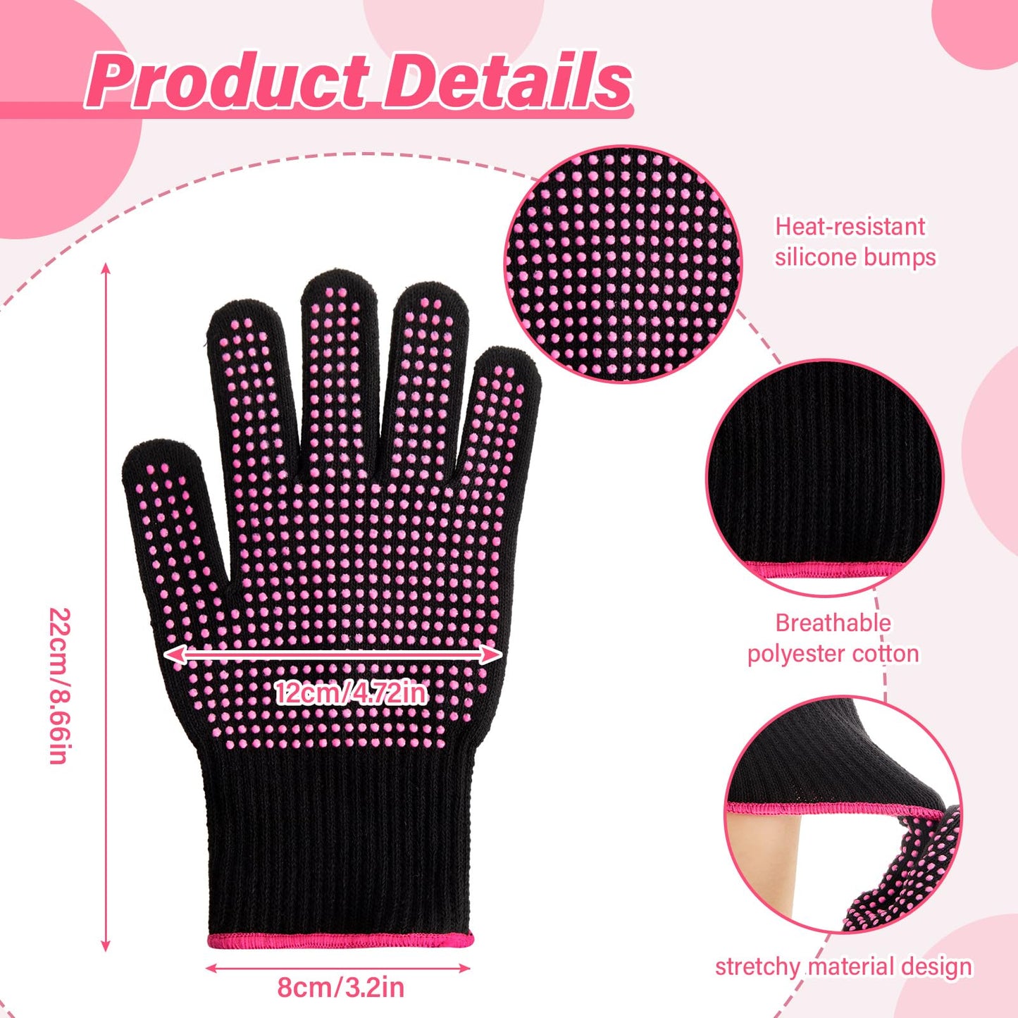 Suhine 20 Pcs Heat Resistant Gloves Professional Heat Resistant Gloves for Hair Styling Curling Heat Resistant Work Gloves(Silicone Bumps Style)