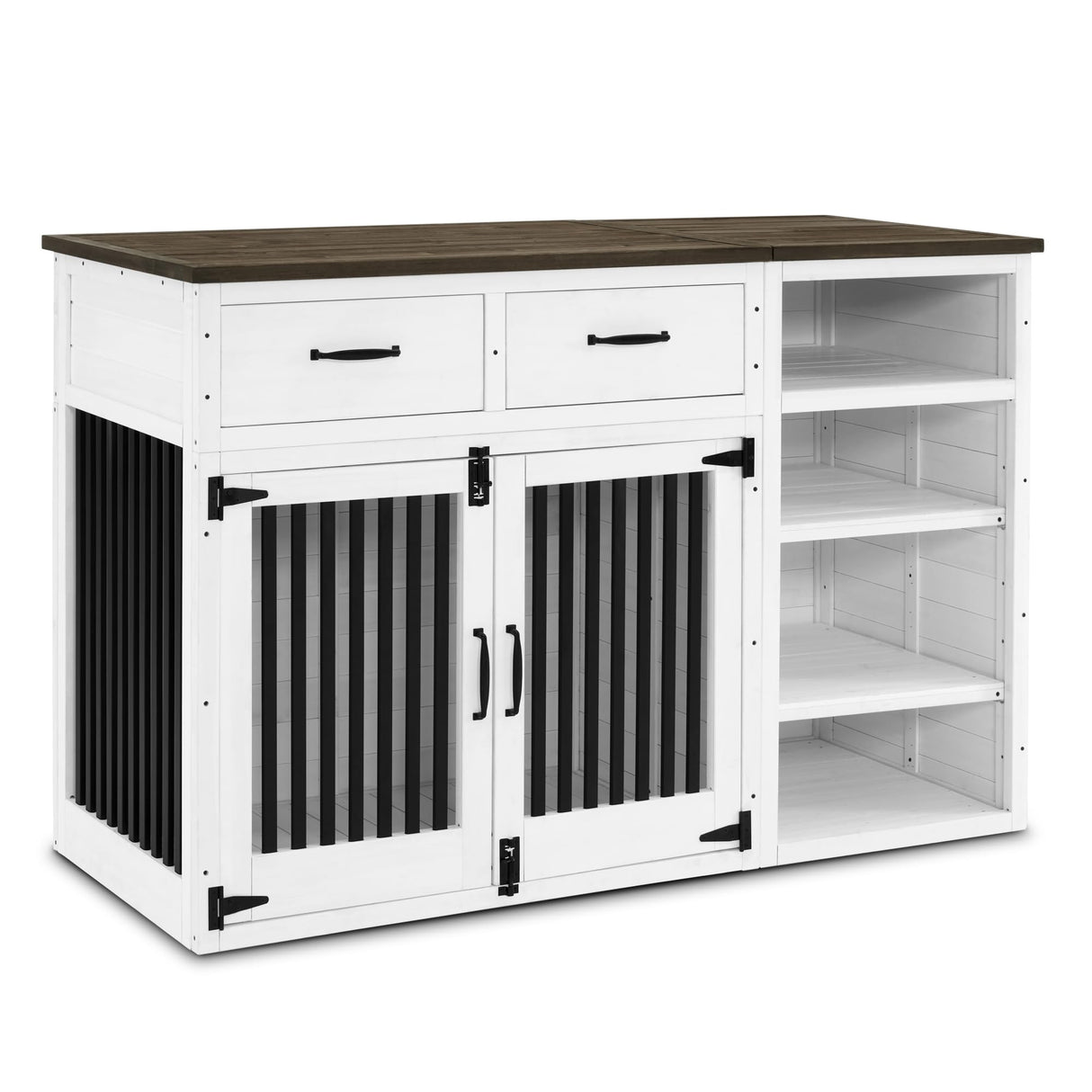 Lovupet Solid Wood Dog Crate Furniture, Medium Dog Cage with Adjustable Shelf and Storage Cabinet, 1775 Lovupet