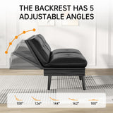 AWQM Convertible Futon Sofa Bed, 70" Futon Sofa Bed, Adjustable Futon Couch, Faux Leather Futon Sofa Couch, Comfy Futon Couch Bed with 2 Square Pillows, for Living Room, Apartment, Office (Black) AWQM