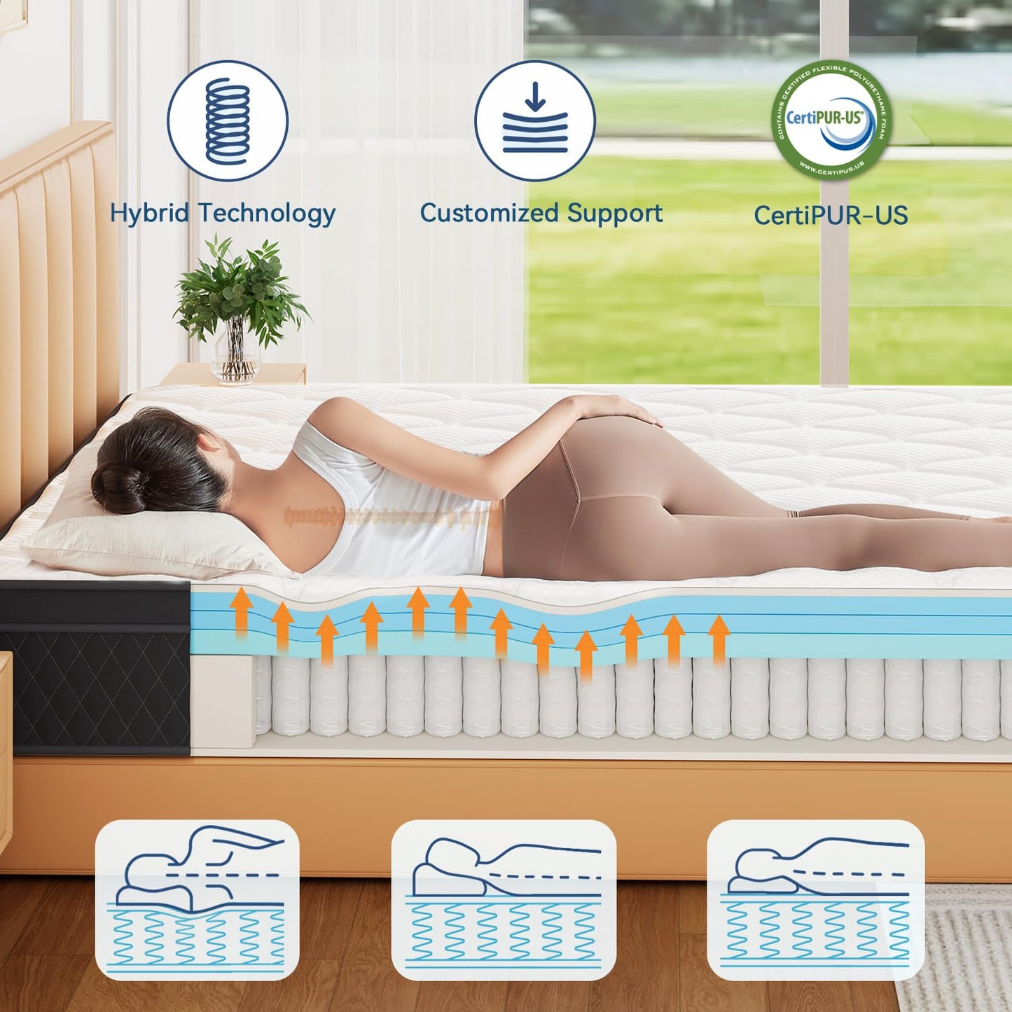 ELEMUSE 10 Inch Twin Mattress in a Box, Memory Foam Hybrid Mattress with Individually Pocketed Springs for Isolate Motion, Pressure Relief, CertiPUR-US Certified