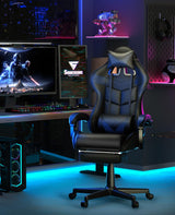 Soontrans Black Gaming Chairs with Footrest, Ergonomic Gamer Chair, Home Office Chair,PC Computer Chair with Headrest and Lumbar Support(Dark Black) Soontrans