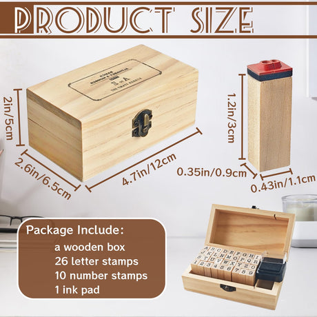 36 Pcs Wooden Rubber Number Alphabet Stamps,Rubber Vintage Letter Stamps Kit,Stamper Seal Set with Wooden Box for Crafting,Scrapbooking,Journaling,Card Making OJYUDD