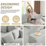 Modular Cloud Sectional Couch with L-Shape Chaise,Modern Upholstered Couches with Deep Seat,Corduroy Sponge Compressed Sofa for Living Room, Bedroom,No Assembly Required(Light Gray) ZKJOLMN