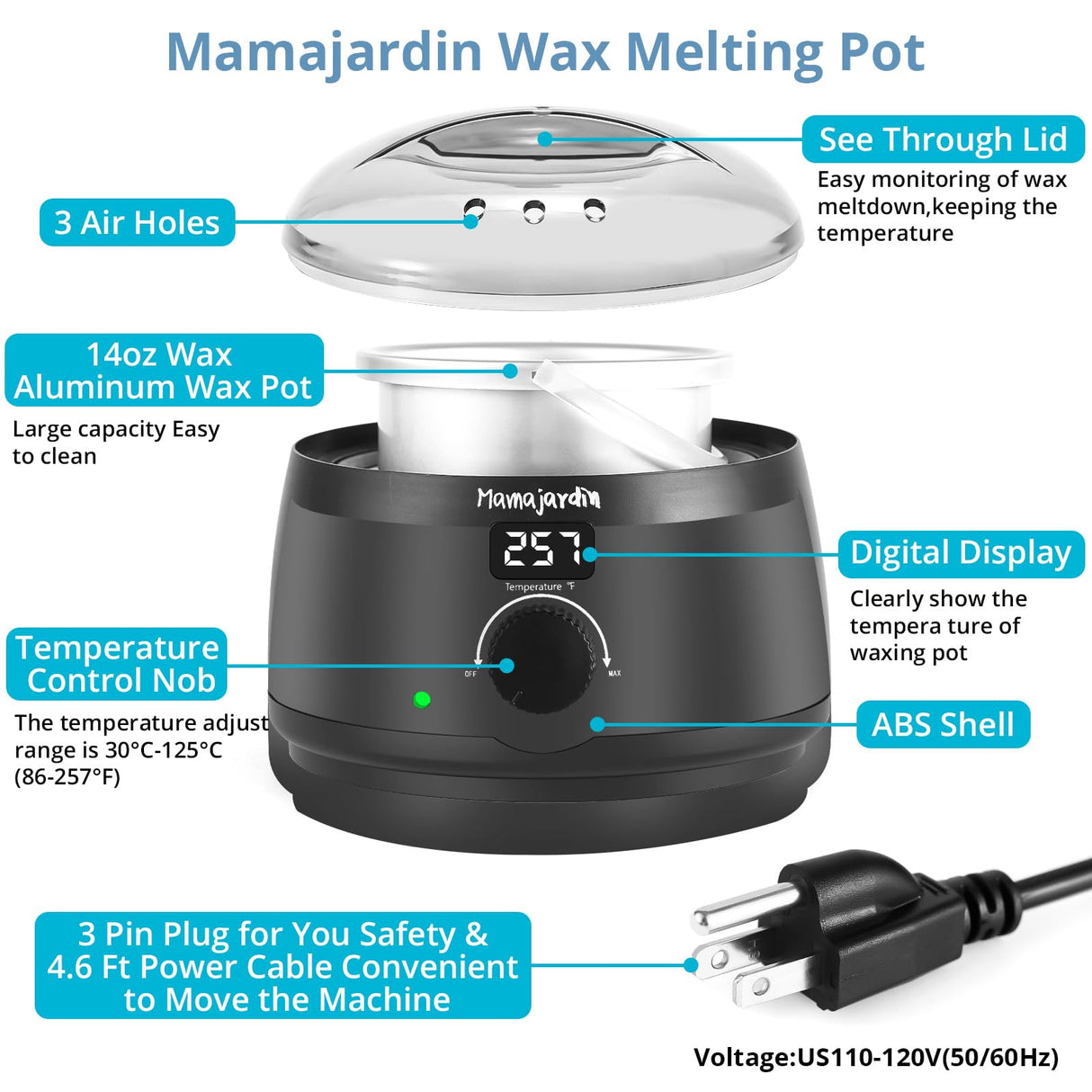 Wax Melter for Candle Making - Candle Wax Melter 16 oz, Candle Making Supplies with Candle Melting Pot，Candle Making Kit for Beginners，Wax Melting Pot with LED Temperature Display，Perfect Set Gift Mamajardin