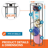 Vertical Ball Storage Rack, Wall-Mounted Garage Sports Equipment Organizer, Soccer Ball, Volley Ball, Football, and Basketball Holder, Space-Saving Vertical Ball Rack for Garage, Gym, or Playroom Modern Innovations