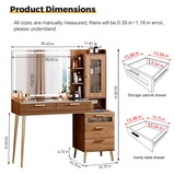 Vanity Desk with 29.53" HD Lighted Mirror, 47.24" Big Modern Vanity Desk with Mirror and Lights, Makeup Vanity with 5 Drawers and Storage Shelves and Charging Station,Brown Arulvmrn