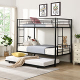 Twin-Over-Futon Convertible Couch and Bed, Metal Futon Bunk Bed with Guardrails and Ladder, Sturdy Steel Foldable Sofa-Bed for Kids Adults Teens (Bunk Bed, Twin) Anwick