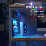 Bestier Computer Desk with LED Lights, Gaming Desk with 4 Tier Shelves, 44 Inch Office Desk with Storage Bag & Printer Shelf (Rustic Brown) Bestier