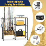 Azheruol Fishing Rod Rack Fishing Equipment Organizers With Wheels, Metal Fishing Gear Shelf Up To 12 Rods, Fishing Rod Holders Fishing Pole Storage Cart For Garage Home Entryway Corner Azheruol