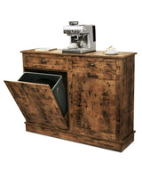 TC-HOMENY Tilt Out Trash Cabinet with Drawer, Free Standing Trash Can Cabinets, Manual and Auto Mode Shutdown Cabinet Door, Recycling Can Cabinet Home, Kitchen, Living Room TC-HOMENY