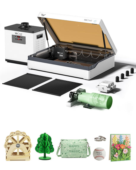 WECREAT Vista 10W Laser Engraver with AirGuard Pro Fume Extractor, Diode Desktop Laser Engraver Machine for Vinyl Jewelry Metal Wood Acrylic Leather WECREAT