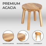 ARROWSTONE Round Stool Acacia Wood, 12" Height, 11" Round Top, Backless, Easy Assembly, Natural Wax Finish, Wooden Stool for Plant, Dining Room, Living Room, Garden, Makeup ARROWSTONE