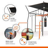 Vuly Ninja Quest Monkey Bars Extra Large Playset & Jungle Gym with Shade Cover, Cargo Net, Ninja Grips, Gym Rope, Jungle Rope, Flying Fox, Roman Rings, Boxing Bag & Punching Ball Vuly