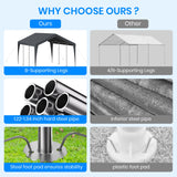 10x20 FT Heavy Duty Carport, Outdoor Portable Car Canopy Garage, Galvanized Steel Frame, UV-Resistant Waterproof PE Tarp Shelter for Vehicles, Boats, RVs, Driveway Carport, Gray RICHRYCE