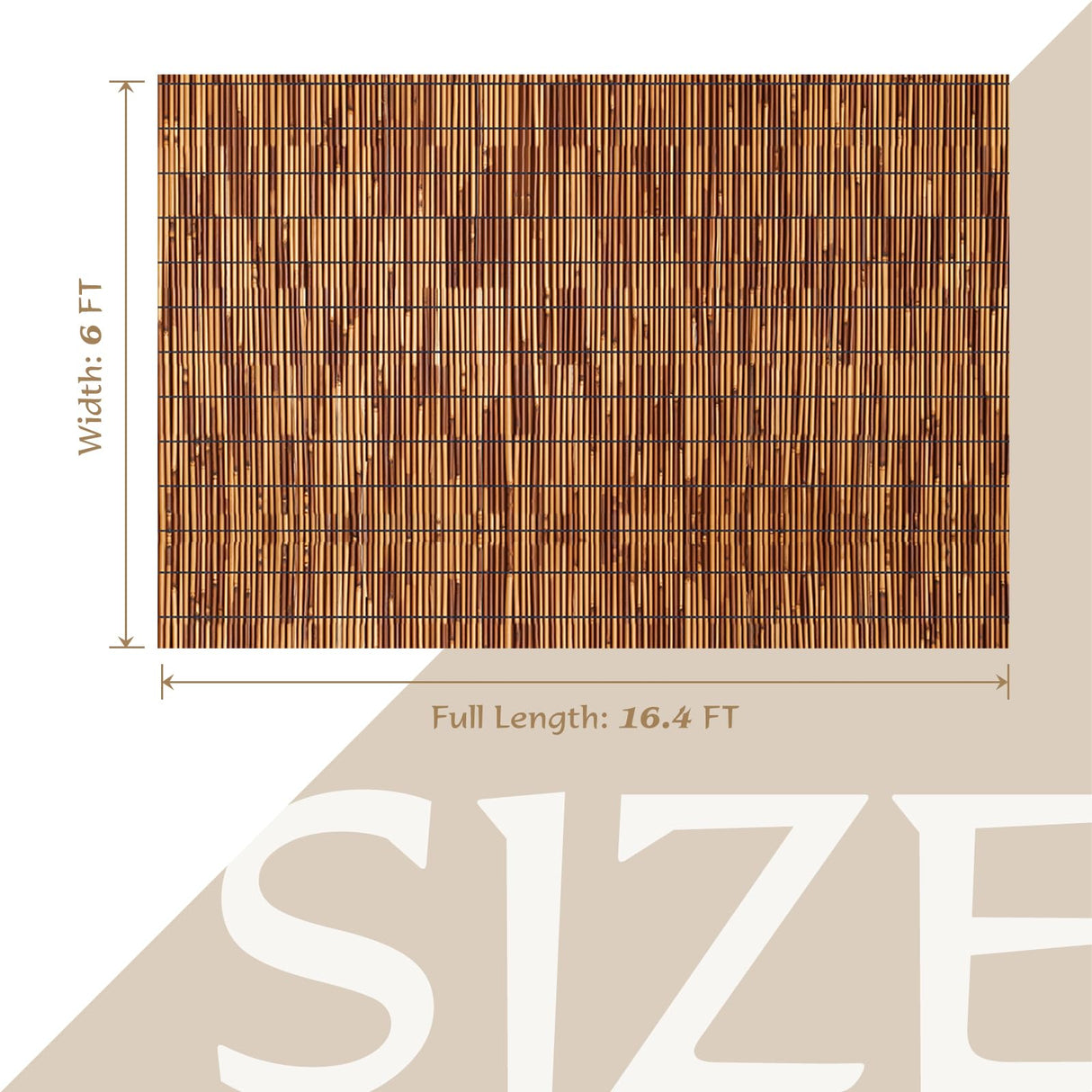 Natural Reed Fencing Rolls,6FT X 16.4FT Reed Screen Curtain Fence Covering Privacy Bamboo for Outdoor Backyard Patio Garden Decorative Fence (Brown) Tgzwme