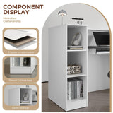 Nuipesn Modern L Shape Reception Desk with Storage – Front Desk Reception Counter with Double-Layer Countertop, Drawer & Open Shelf, for Office, Salon, (Black Grain+White Grain/Left, 71"L*24"W*39"H) Nuipesn