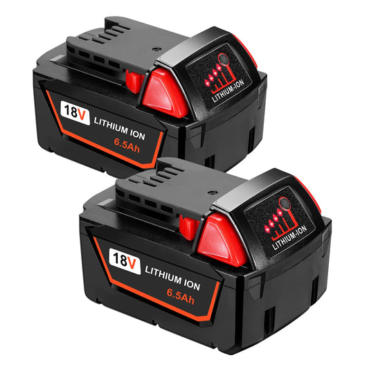 HUSUE 6.5Ah 18V Replacement Battery for Milwaukee M18 Battery, Lithium Battery Compatible with Milwaukee M18 18V 48-11-1815, 48-11-1820, 48-11-1840, 48-11-1850, 48-11-1860 Cordless Power Tool - WoodArtSupply