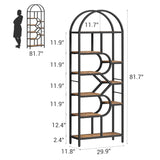 SLEKVERSA 6-Tier Arched Bookshelf, 82" Tall Modern Bookcase with Geometric Metal Frame, Gold and White Open Storage Shelf for Living Room, Home Office, Large Display Rack SLEKVERSA