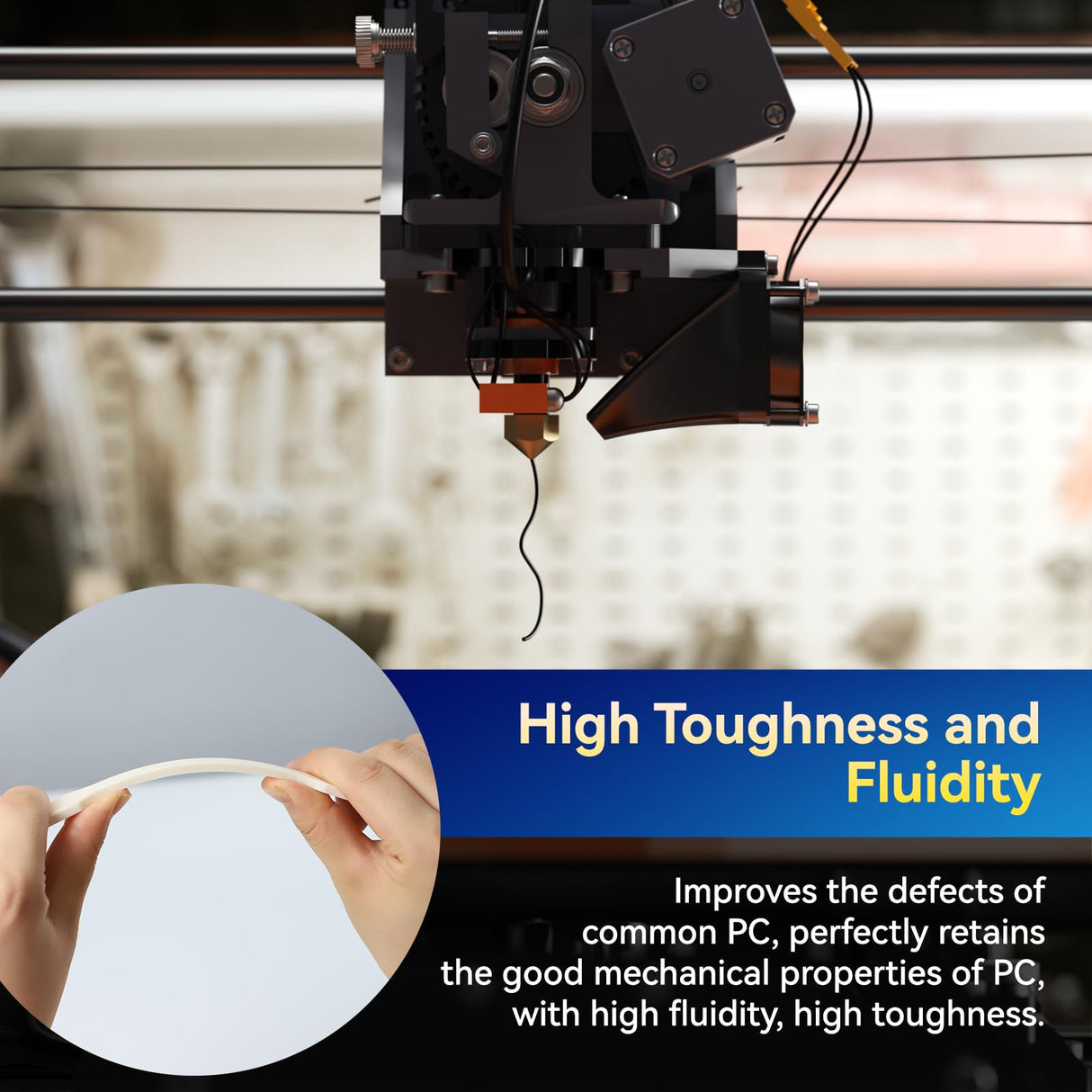 PC 3D Printer Filament, High Temperature Resistant, Low Warpage, Upgrade Cardboard Spool, 1kg, Dimensional Accuracy +/-0.03mm, 1.75mm, White JUSTMAKER