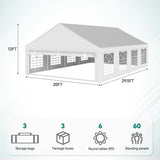 YITAHOME 20x30FT Heavy Duty Party Tent PVC White Tent Wedding Event Shelters Ripple Design Upgraded Galvanized Canopy with Large Roof Removable Sidewalls & 3 Storage Bags 600D Oxford Commercial YITAHOME