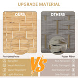 HOMCOM 3 Panel Room Divider, 6' Tall Folding Privacy Screen, Hand-Woven Freestanding Wall Partition for Home Office, Bedroom, Nature Wood HOMCOM