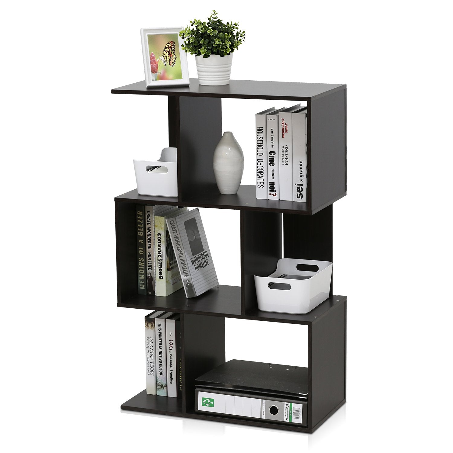 FURINNO Simply Modern 3-Tier Open Book Shelf - WoodArtSupply