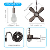 Ceiling Fan Pull Chain , Including 4Pcs Beaded Ball Fan Pull Chain Pendant, Extra 8Pcs Pull Loop Connectors, 2Pcs 36 inches Fan Pull Chain Extension. (Oil Rubbed Bronze) LDCREEE