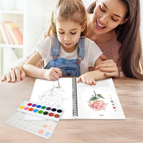 Watercolor Workbooks, 16 Colors Water Color Books Paint Set for Adults, Watercolor Coloring Book for Beginners, Water Color Workbook, 15 Beautiful Paintings for Beginners (Plants) Terself