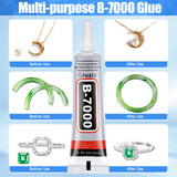 B-7000 Glue Clear for Rhinestone Crafts, Jewelry and Bead Adhesive B7000 Semi Fluid High Viscosity Glues for Clothes Shoes Fabric Cell Phones Screen Repair Metal Stone Nail Art Glass (4x15 ml/0.5 oz) Cruzix