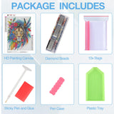 DOMROM Lion Diamond Painting Kits for Adults, Lion Flowers Full Drill Diamond Dots Paintings for Beginners, Round 5D Paint with Diamonds Pictures Gem Art Painting Kits DIY Craft Kits 12x16 inch DOMROM