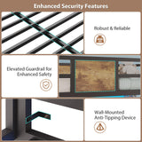 Dnxao Loft Bed with L-Shaped Desk Full Size,Full Size Bed Frame with 5 Storage Drawers, Bunk Bed with Desk,1 Bedside Organizer,LED Lights & Charging Station,Safety Guardrail,Noise Free,Rustic Brown Dnxao