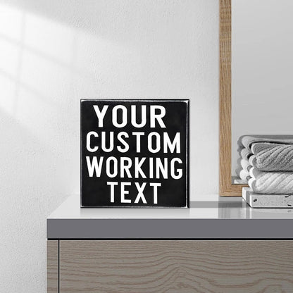 Your Custom Working Text Wood Box Sign Decor Desk Decorative Wooden Sign Rustic Home Bedroom Desk Bookshelves Counter Decoration Birthday Christmas Promotion For Women Men