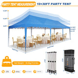 HOTEEL Party Tent 10x30 Pop Up Canopy Tent with 8 Sidewalls, Wheeled Bag, 4 Weight Bags, Easy Setup Outdoor Tent for Backyard Party with Extra Height, Waterproof UPF50+ Event Tent for Patio, Blue Hoteel