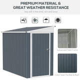 Outsunny 4' x 8' Metal Outdoor Storage Shed, Lean to Storage Shed, Garden Tool Storage House with Lockable Door and 2 Air Vents for Backyard, Patio, Lawn, Dark Gray Outsunny