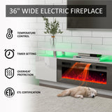 AMERLIFE Wall Unit Entertainment Center with Fireplace & Bookshelves, Includes 70" 2-Tier Fireplace TV Stand, 2 x Wall Cabinets & End Tables, Modern LED Lights TV Console for Living Room, White AMERLIFE