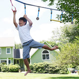 BeneLabel Playground Equipment, Ninja Obstacle Course for Kids 2pc, Hanging Obstacles with 2 Triangle Safety carabiners, Plastic Ball Grip, Monkey Bars for Kids BeneLabel