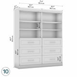 Bestar Wardrobe Closet Organizer System 72-inch with Drawers for Bedroom, Entryway, Pur Collection, Modern, White Bestar