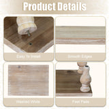 MAONAME Decorative Wooden Display Riser, Farmhouse Wood Pedestal Stand for Display, Rustic Washed White Tray Riser for Kitchen, Home Table Decor, Short and Tall Footed MAONAME