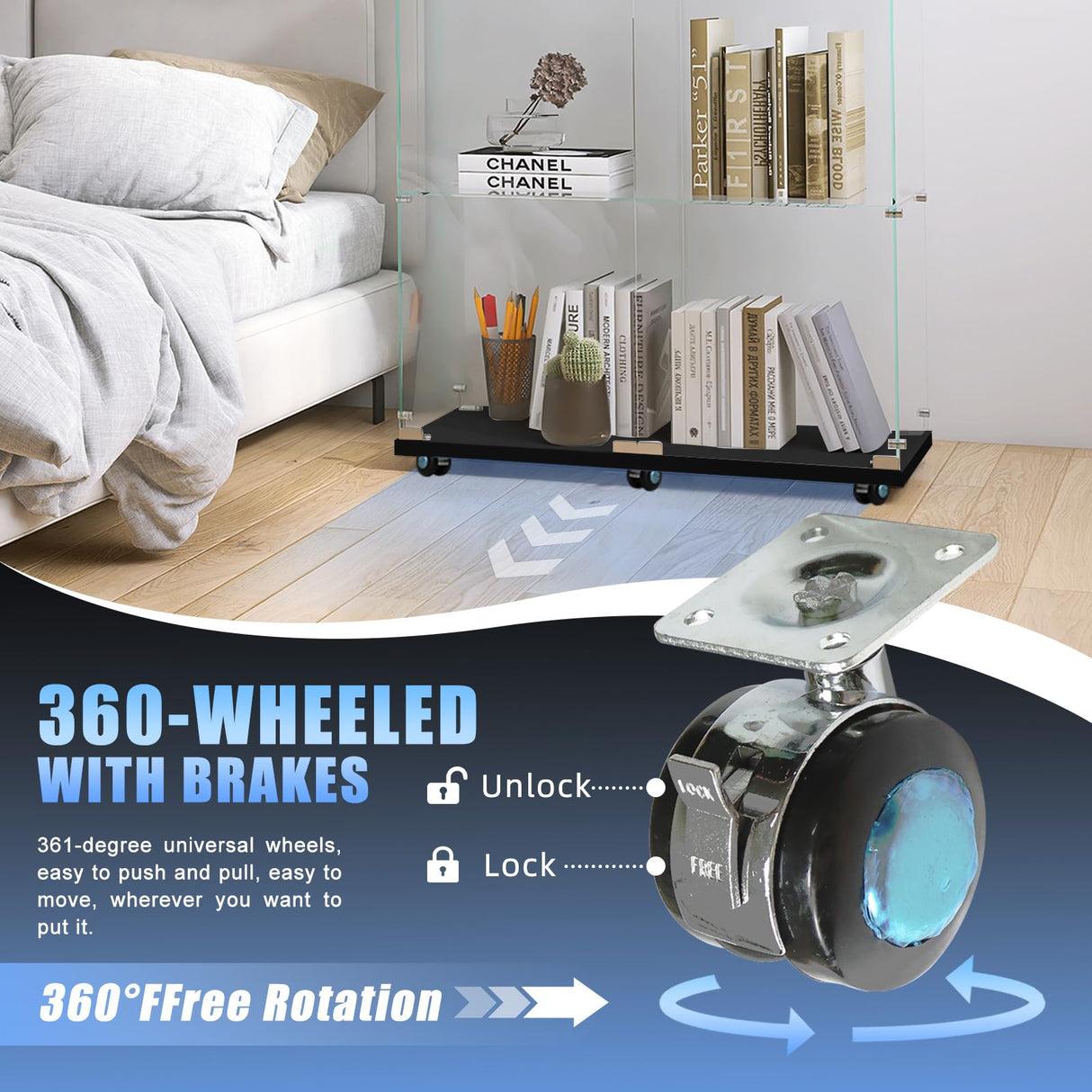 Fetuero Glass Display Cabinet,5 Shelves Double Doors LED Lights Curio Cabinet for Collection with Wheels, 74.8" High Glass Display Case for Living Room Bedroom Playroom Office,Black Fetuero