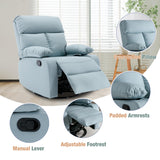 hzlagm Swivel Rocker Recliner, Rocking Recliner Chair, Small Rocker Recliners for Small Spaces, Living Room, Bedroom, Nursery, RV, Blue hzlagm
