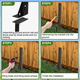 Fence Post Repair Kit, Heavy Duty Fence Post Repair Stakes, Fences Post Anchor Ground Stakes, Fencing Repair Kits for Wood Posts, Repair Tilted and Broken Wood Support (4 Pcs) ULIOK