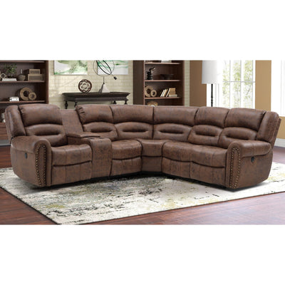 EBELLO L-Shaped Power Reclining Sectional Couch for Living Room, Faux Leather Recliner Sofa Set Corner Sectional Couch Home Furniture Set, with Storage Console and Cup Holders, USB Port, Coffee Brown