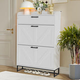 DSNAPE Shoe Storage Cabinet with 2 Flip Drawers for Entryway - 31.5" W Freestanding Shoe Organizer Cabinet, Hidden Shoe Cabinet for Front Door and Hallway, White DSNAPE