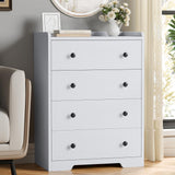 Furnulem 4-Drawer Dresser for Bedroom - White Wood Chest of Drawers Closet Storage Cabinet Organizer for Bedroom, Living Room, Hallway & Office Furnulem