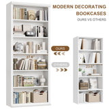 Rresyet Bookcase and Bookshelves, 28" W Tall Bookshelf with Elegant Design, 6 Tiers Spacious Book Storage, Freestanding Book Organizer, Display Library Shelf for Home Office, Living Room & Study Room Rresyet