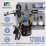 Slatwall Panels Garage Slat Wall Storage Systems 4'x4', Slat Wall Paneling Garage Wall Organizer, Grey Slat Board PVC Wall Panels Slatwall Displays Garage Tool Organizer Wall Mount Ladder Bike Rack HODURWALL