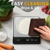 Food Scale - Rechargeable Digital Kitchen Scale 33lb, 1g/0.05oz Precision, Type-C, Stainless Steel, Grams/Ounces, LCD Display, for Cooking/Baking/Meal Prep (Ash Silver) FISHCLOUD