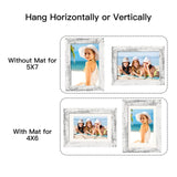 BAIJIALI 5x7 Picture Frame Distressed White Wood Pattern Set of 4 with Tempered Glass,Display Pictures 4x6 with Mat or 5x7 Without Mat, Horizontal and Vertical Formats for Wall and Table Mounting BAIJIALI