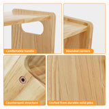 Wooden Step Stool,Two Step Stool for Kids,Toddler Montessori Stool Supports 300 lbs Kids Toddler Stepping Stool for Bathroom Sink/Toilet/Kitchen/Bed,Natural Wiifo